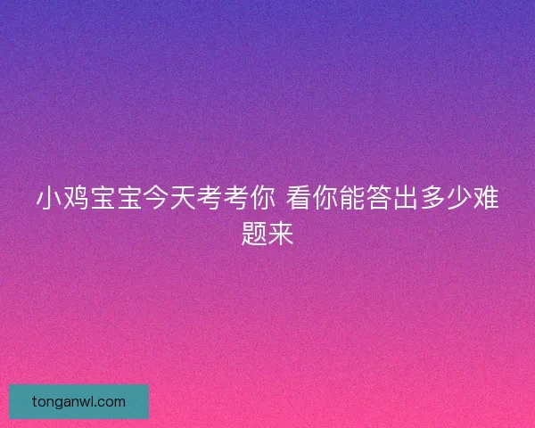小鸡宝宝今天考考你 看你能答出多少难题来