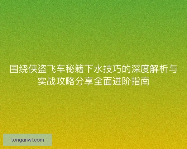 围绕侠盗飞车秘籍下水技巧的深度解析与实战攻略分享全面进阶指南