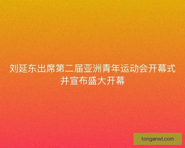 刘延东出席第二届亚洲青年运动会开幕式并宣布盛大开幕