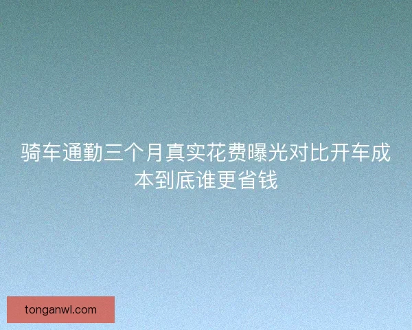 骑车通勤三个月真实花费曝光对比开车成本到底谁更省钱
