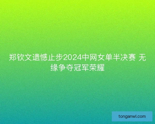 郑钦文遗憾止步2024中网女单半决赛 无缘争夺冠军荣耀 郑钦文遗憾止步2024中网女单半决赛 无缘争夺冠军荣耀
