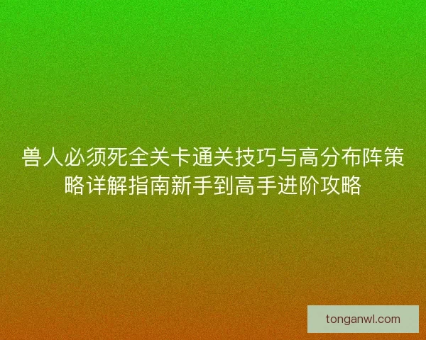 兽人必须死全关卡通关技巧与高分布阵策略详解指南新手到高手进阶攻略