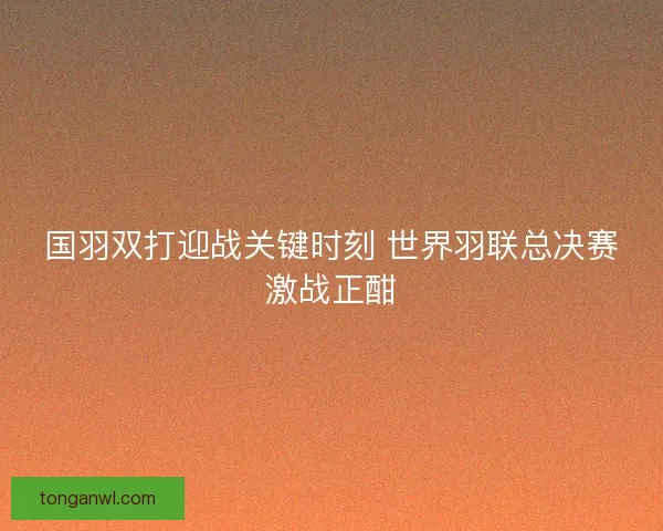 国羽双打迎战关键时刻 世界羽联总决赛激战正酣