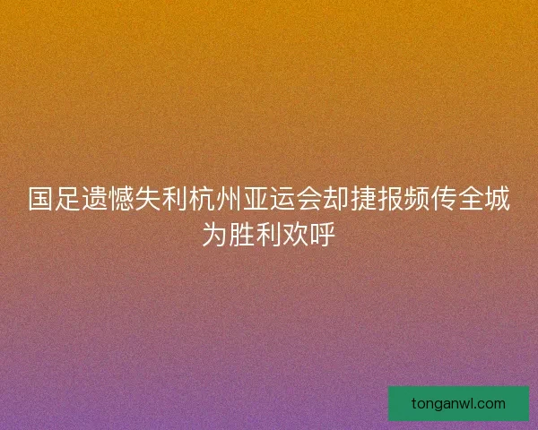 国足遗憾失利杭州亚运会却捷报频传全城为胜利欢呼 国足遗憾失利杭州亚运会却捷报频传全城为胜利欢呼