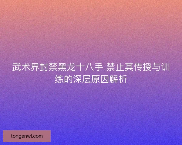 武术界封禁黑龙十八手 禁止其传授与训练的深层原因解析 武术界封禁黑龙十八手 禁止其传授与训练的深层原因解析