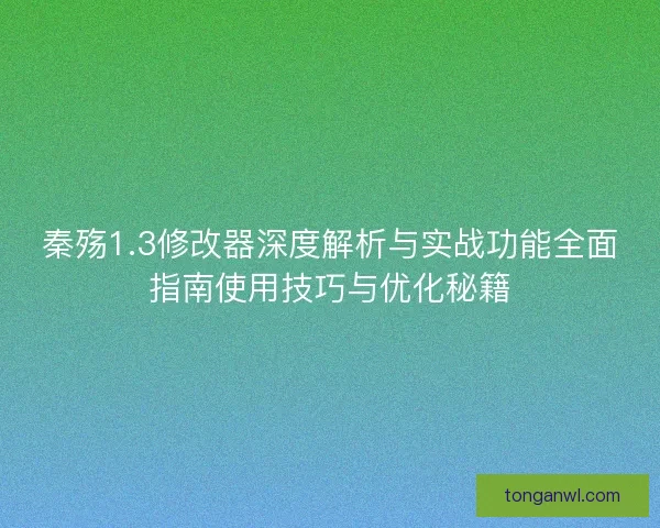 秦殇1.3修改器深度解析与实战功能全面指南使用技巧与优化秘籍 秦殇1.3修改器深度解析与实战功能全面指南使用技巧与优化秘籍